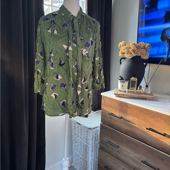 New York & Company Tops - New York & Company Green and Purple Blouse